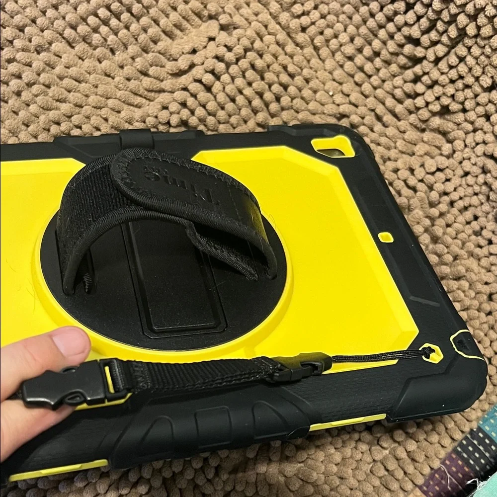 Yellow Shockproof iPad Case with Hand Strap and shoulder strap